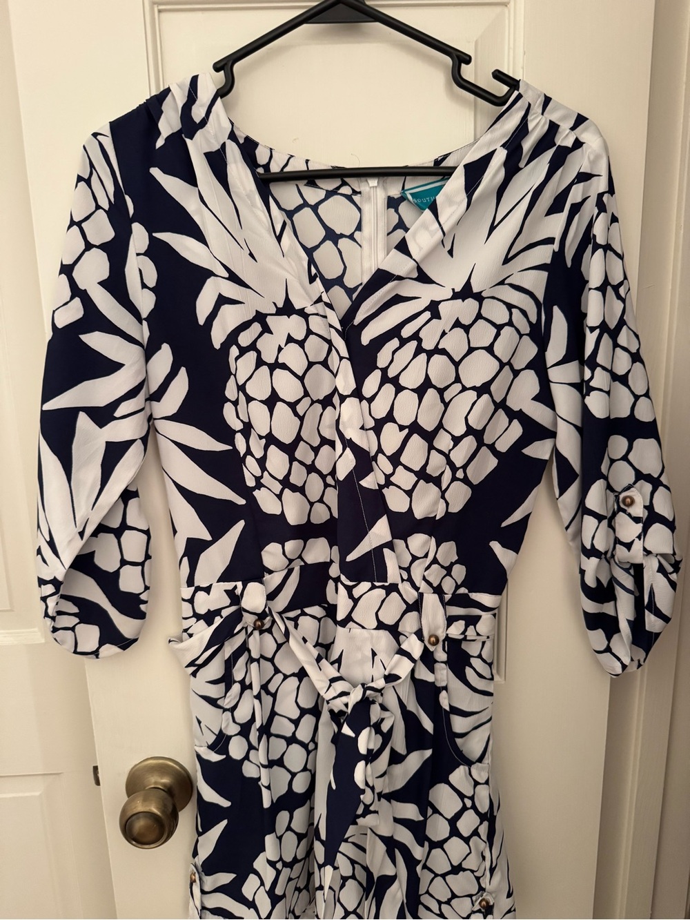 Navy & White Pineapple Print Women's romper